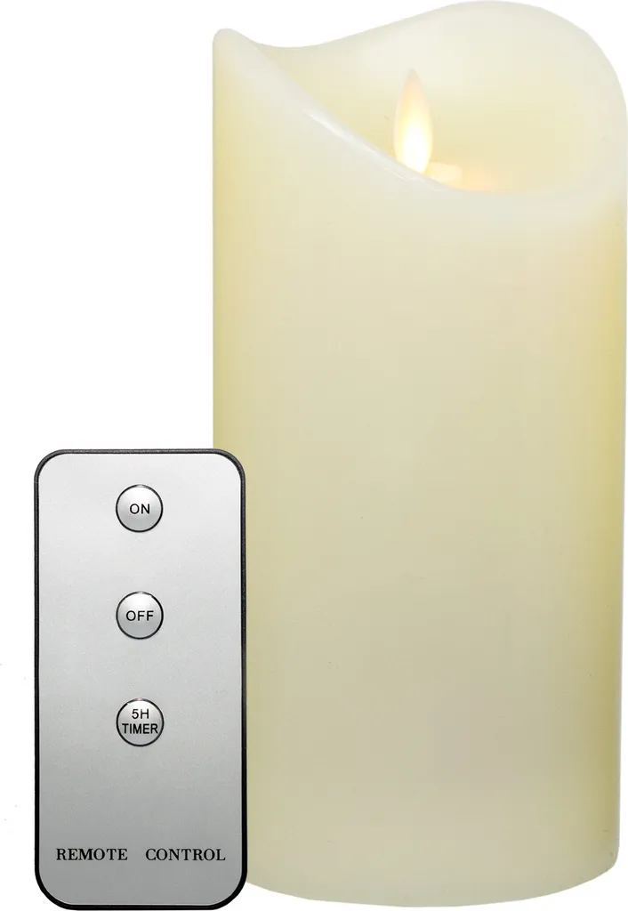 Bougie LED 19cm ivoire en cire véritable avec simulation flamme dansante