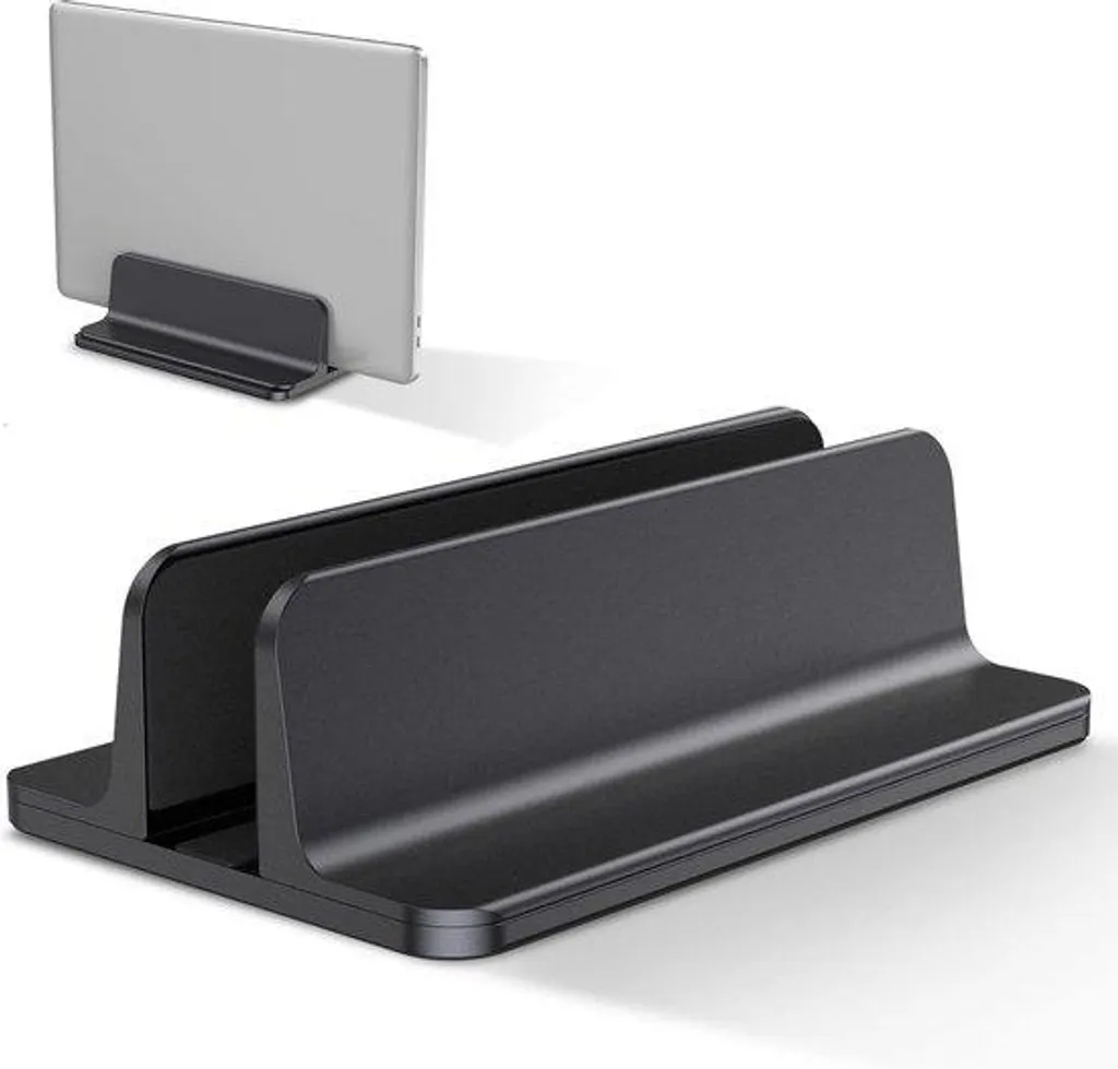 Rehausseur PC portable noir ergonomique en métal pour bureau moderne