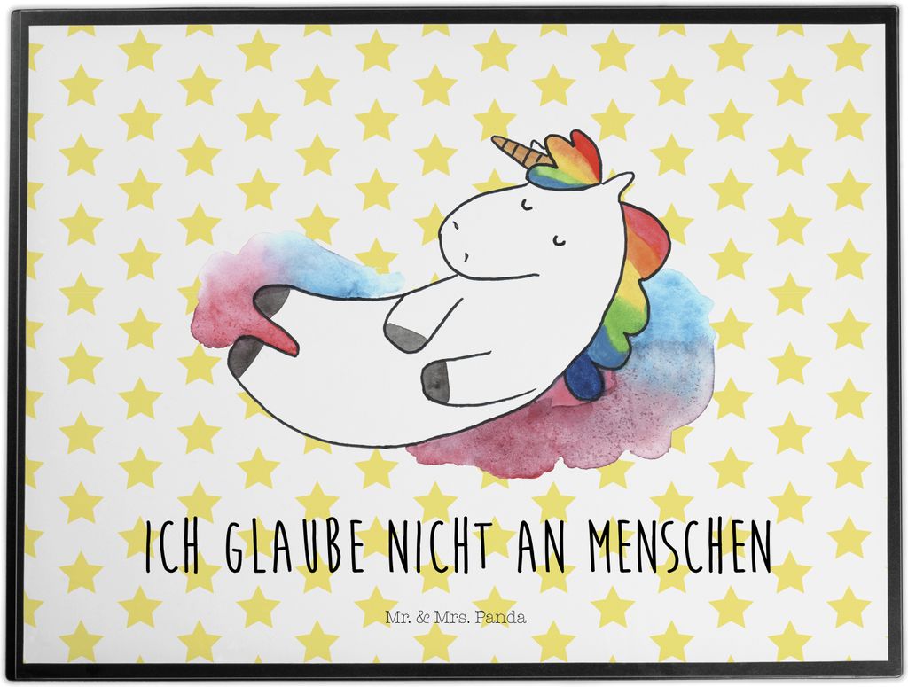 Mr. & Mrs. Panda Schreibunterlage Einhorn Wolke 7 - Weiß - Geschenk, schreibtischunterlage, Lustig, Menschen, Unicorn, schreibtischunterlagen, sch...