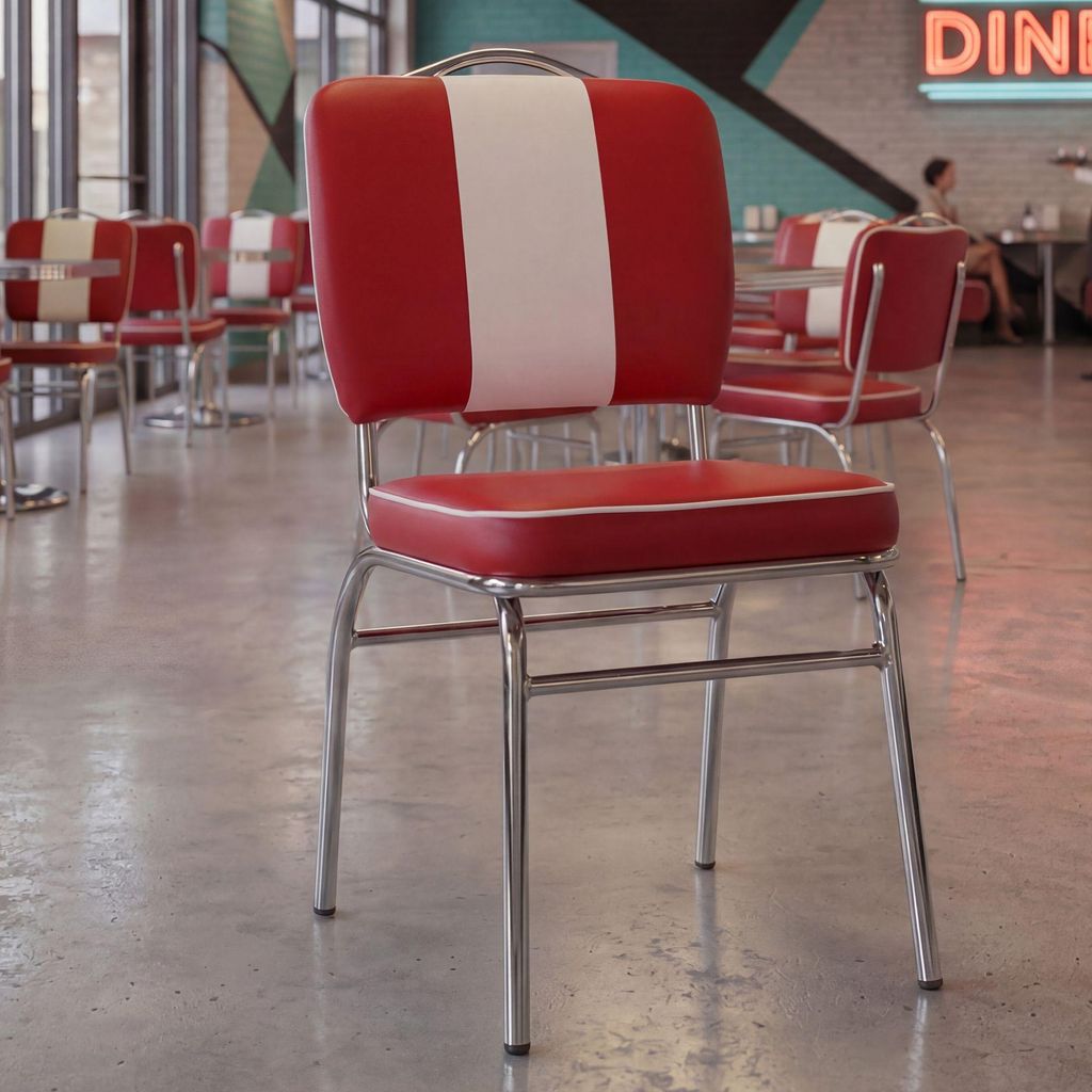 FineBuy Esszimmerstuhl American Diner Rot 50er Jahre Retro Produktbild 
