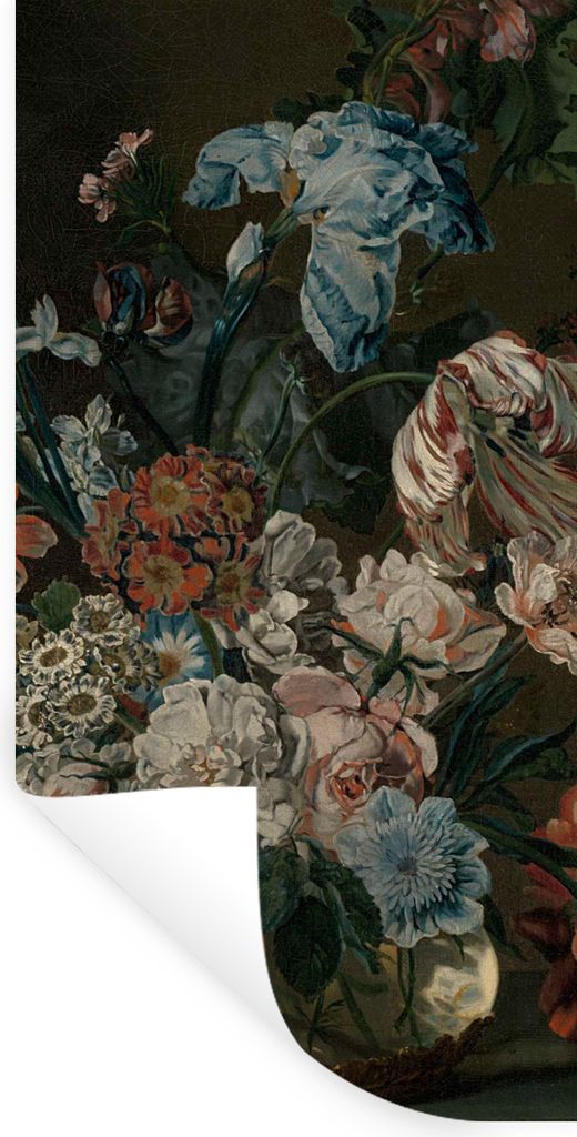 MuchoWow Wandtattoo Wandsticker Wandaufkleber Stilleben mit Blumen - Gemälde von Cornelia van der Mijn 40x80 cm Selbstklebend und Repositionierb...