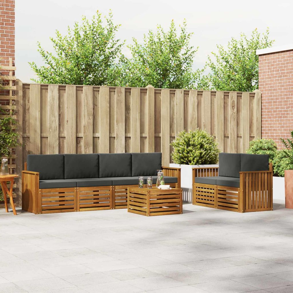 Outdoor-Sofagarnitur - VIDAXL - Terrassen-Sofa - mit Kissen - 7 pcs - Natur und Anthrazit