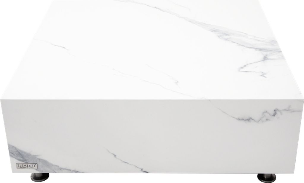 BIANCO Marmor Porzellan Couchtisch Mittel | luxus | hochglanz | 101.6 x 101.6 x 35.6 cm