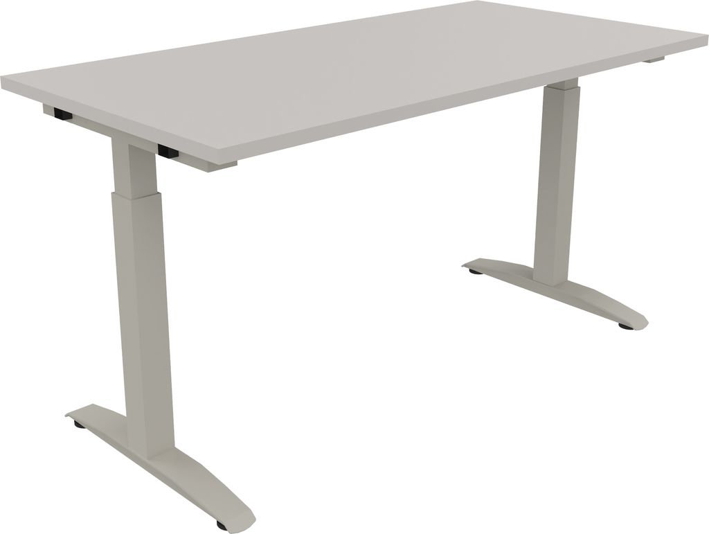 Schreibtisch Kufe Einzels. Quadrat B1400xT700xH650-850 si/Lichtgrau