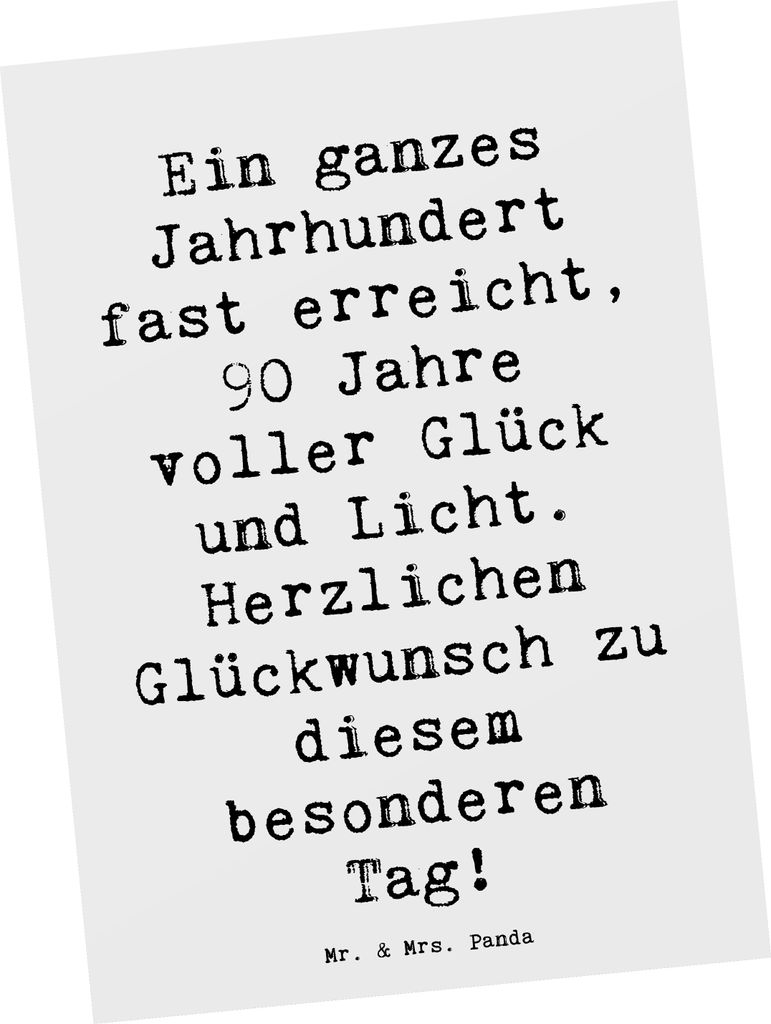Mr. & Mrs. Panda Postkarte Spruch 90. Geburtstag - Weiß - Geschenk, bildkarte, Meilenstein, Happy Birthday, wertvolle Momente, Ansichtskarte, Glü...