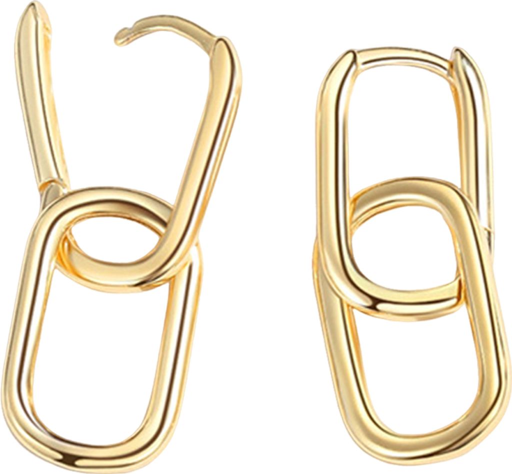Paar Damen-Ohrringe in Büroklammerform, geometrisch, poliertes Kupfer, reine Farbe, ausgehöhlt, Ohrschmuck für den täglichen Arbeitsweg, kurze ...