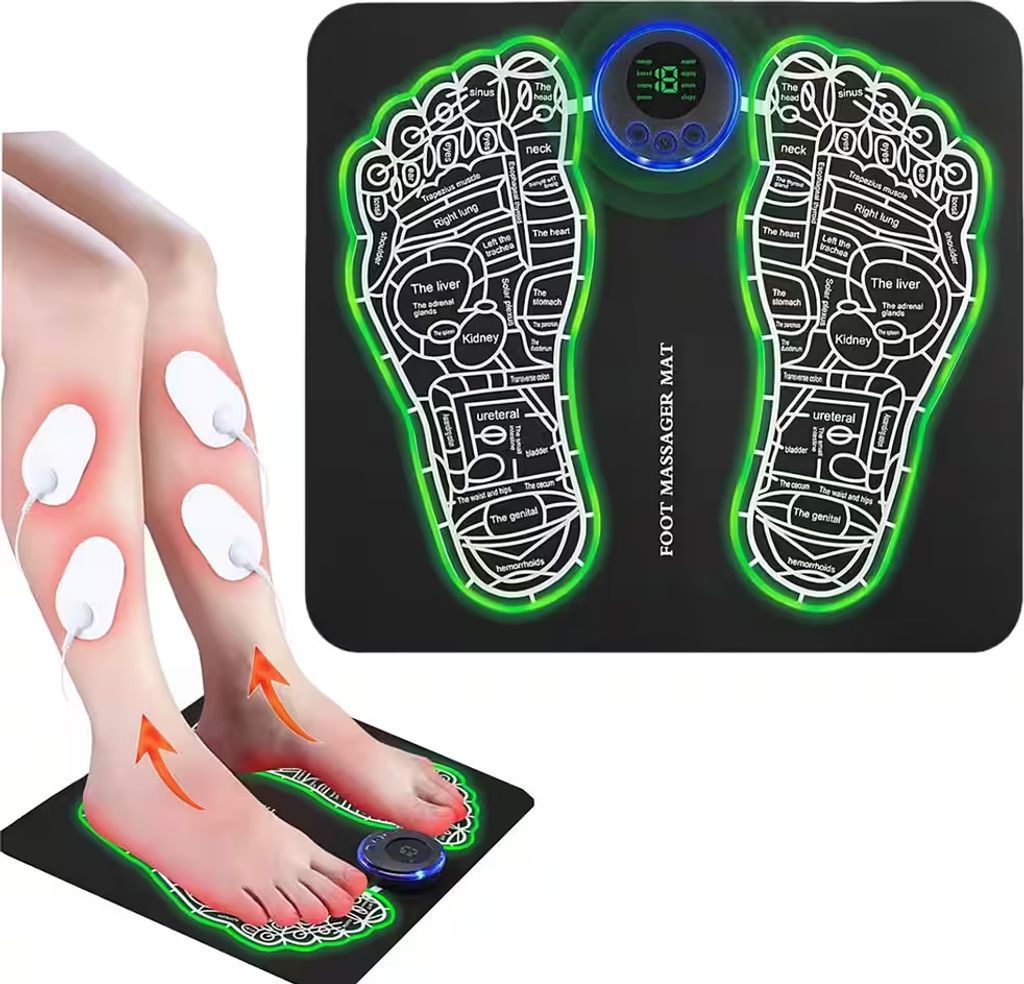 Fußmassagegeräte, 13er-Set EMS Elektrisches Fußmassagegerät, 8 Modi Klappbarer Fußmassage, USB wiederaufladbares Fußmassage-Gerät mit Fernbe...