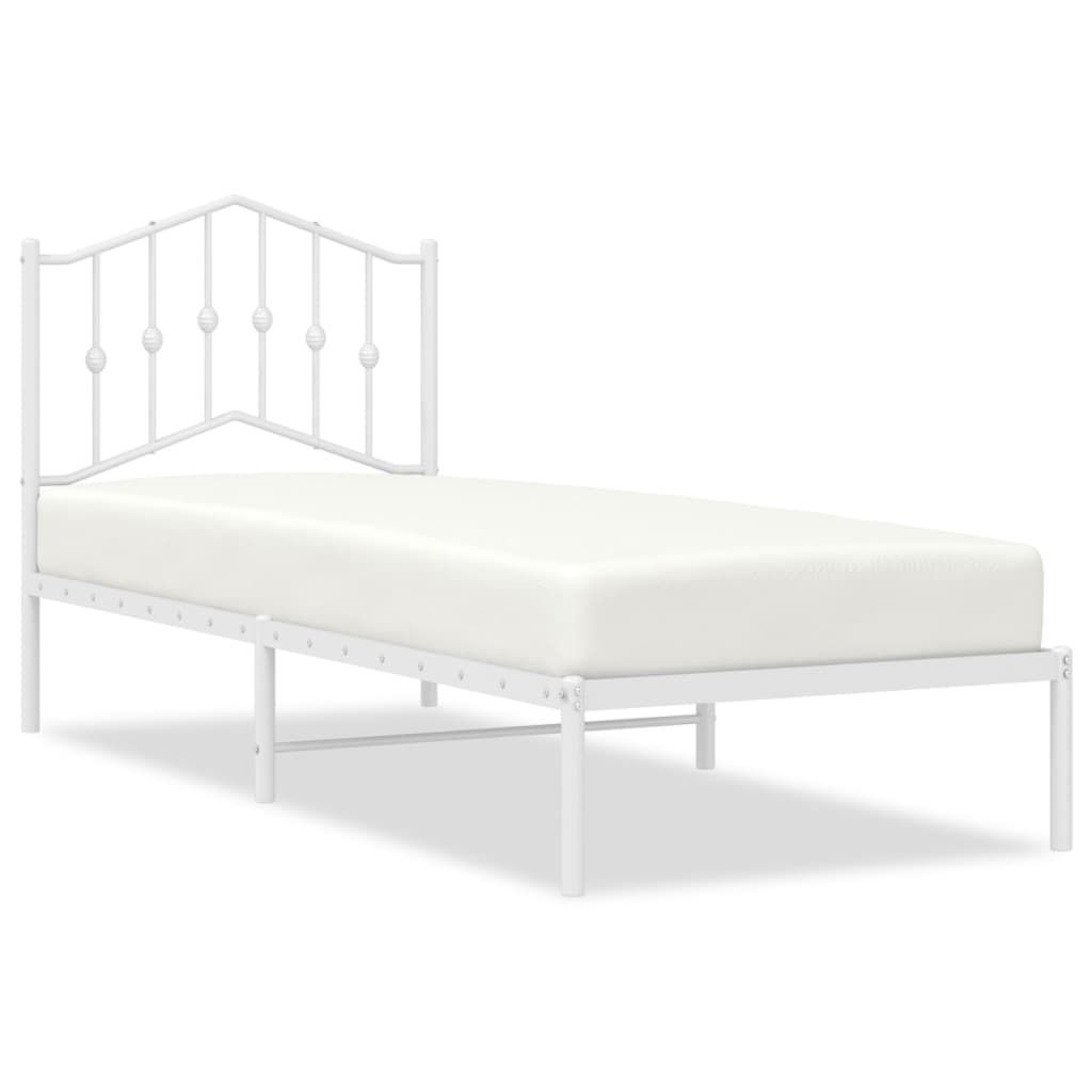 "SALE 2026" Bettgestell Einzelbett - Gästezimmer - mit Kopfteil Metall Weiß 90x190 cm - Polsterbett Klassische Betten DE6838258