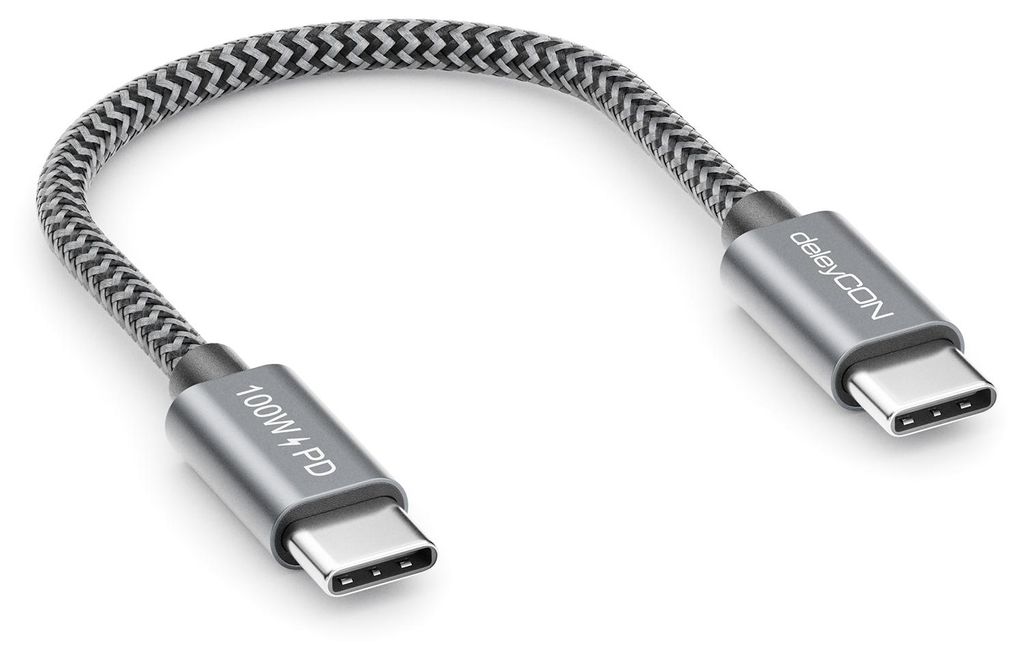 deleyCON 0,15m USB-C Kabel PD 3.0 100W USB-C auf USB-C Produktbild 