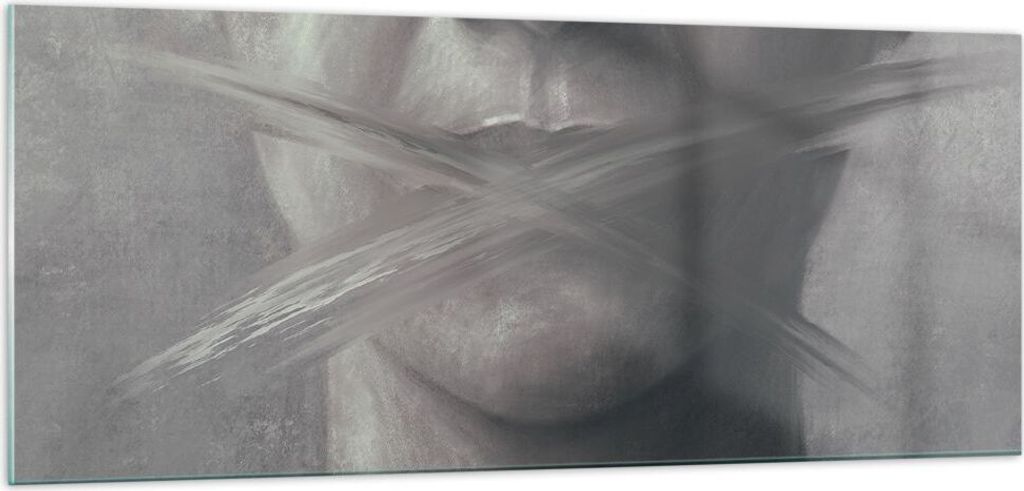 Bilder auf glas - Einteilig - Symbol Mund Sprache - 100x40cm - Glasbilder - Wandbilder - Bilder - zum Aufhängen bereit - Wanddekoration aus Glas -...