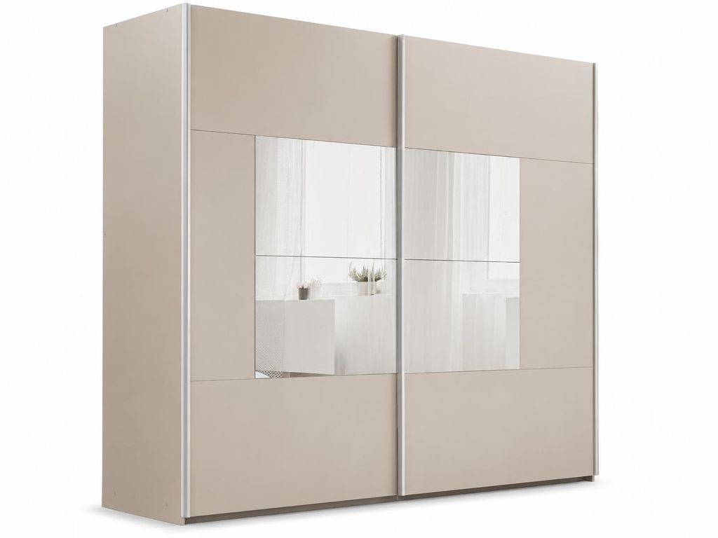 Schwebetürenschrank BOSTON 250 cm KASCHMIR mit Spiegel – Moderner Kleiderschrank mit viel Stauraum