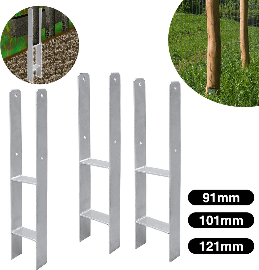 Lospitch 2x H-Anker Pfostenträger Pfostenanker Pfostenlasche Träger 600MM Stützenfuß
