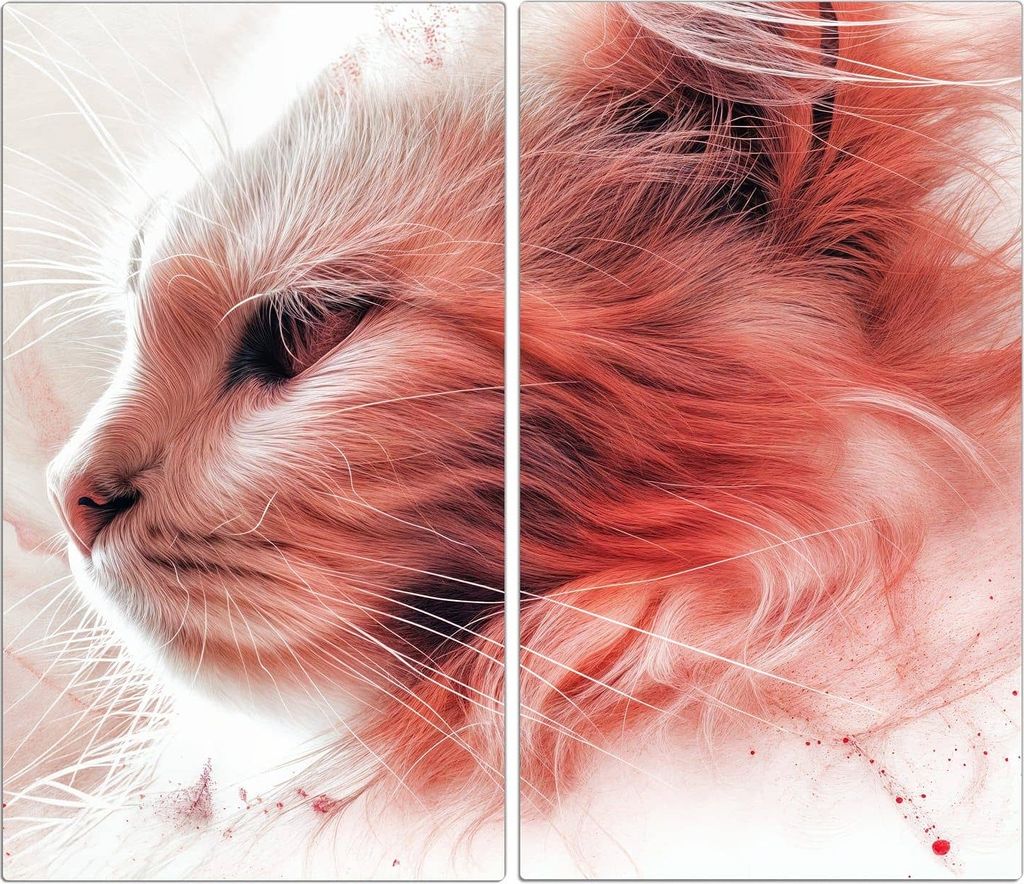 Spritzschutz Herdabdeckplatte Schneidebrett aus Glas Katze Profil Rouge 2-Teilig (60x52cm)