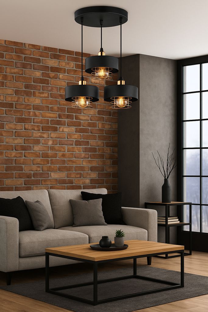 LUXOLAR -  Pendelleuchte 3 flammig Schwarz Kupfer E27 60 W Produktbild 