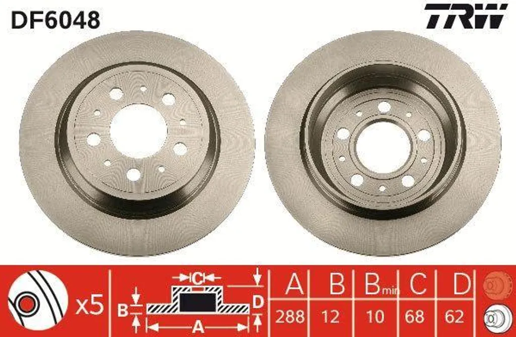 Disque de frein haute performance TRW DF6048 OE 272429 pour XC70