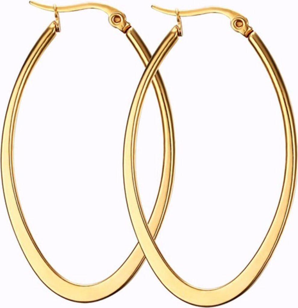 Creolen oval: Ohrringe aus Edelstahl Gelbgold