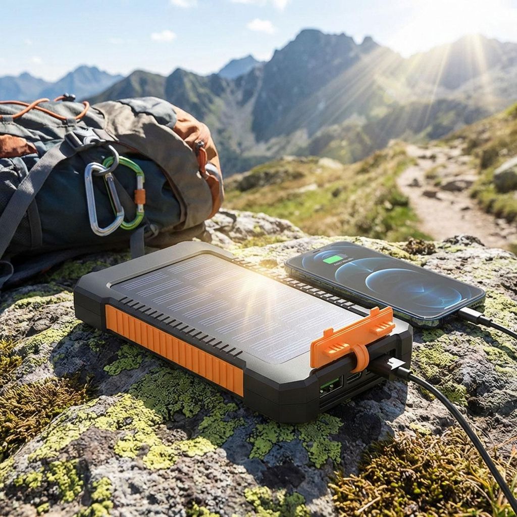 Solar-Powerbank 8.000 mAh IP65: Robust, 2x USB-A, LED-Licht Produktbild 