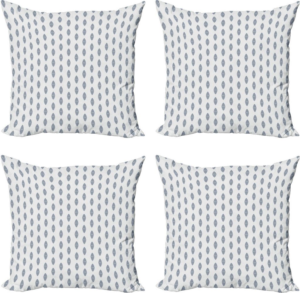 ABAKUHAUS Feder Kissenbezug Set (4 Stück), Federn in böhmischen Stil, Moderner Doppelseitiger Digitaldruck, 60 cm x 60 cm, Blau, Grau und Hellgrau