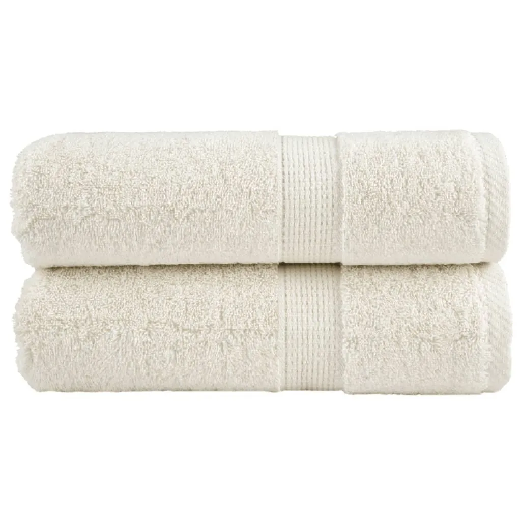 Asciugamani 30x50 SOLUND 2 pz Cotone 600g/m² Bianco Crema per Casa