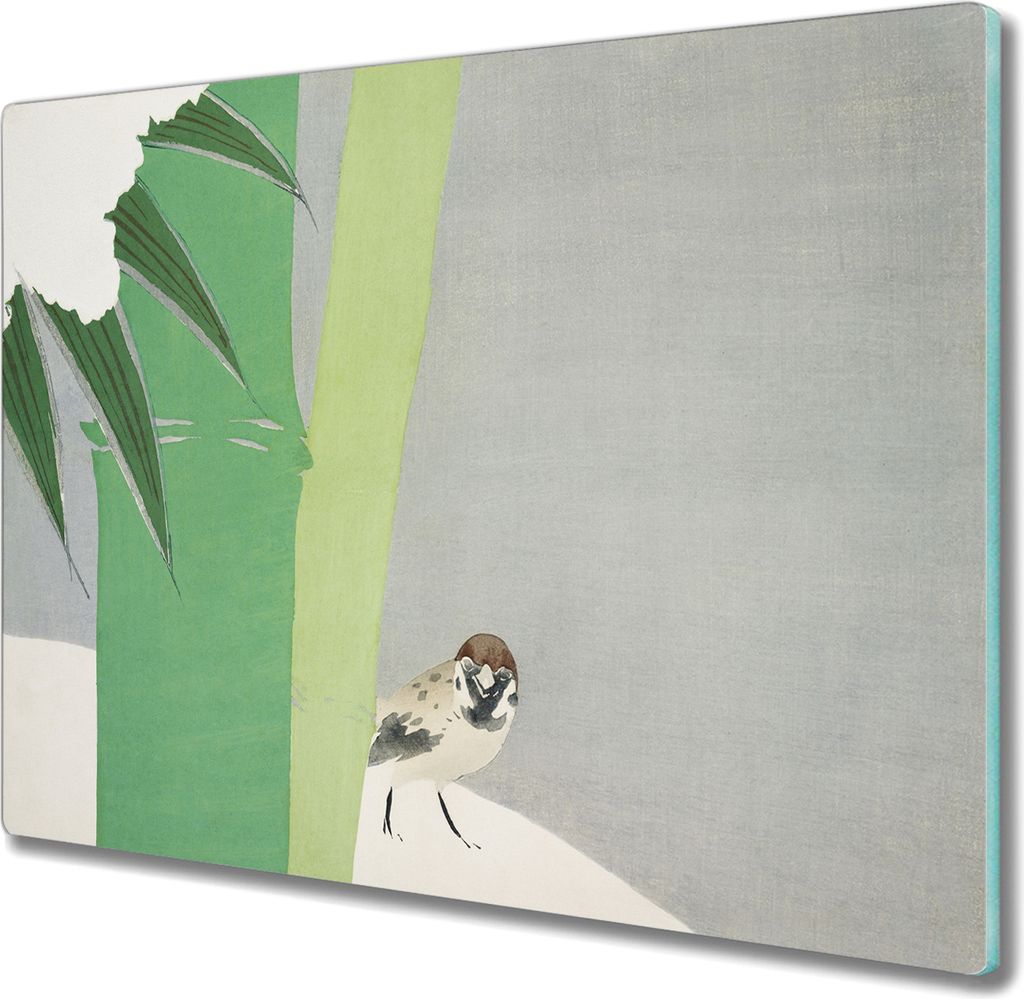 Coloray Hackbrett Küchenbrett Kochplattenabdeckung Schneidebrett Herdabdeckplatte 60x52 cm - Tier Vogel Spatz