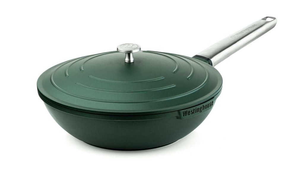 Westinghouse 28 cm Wokpfanne, alle Herdarten, Backofenfest, Cool-Touch, grün