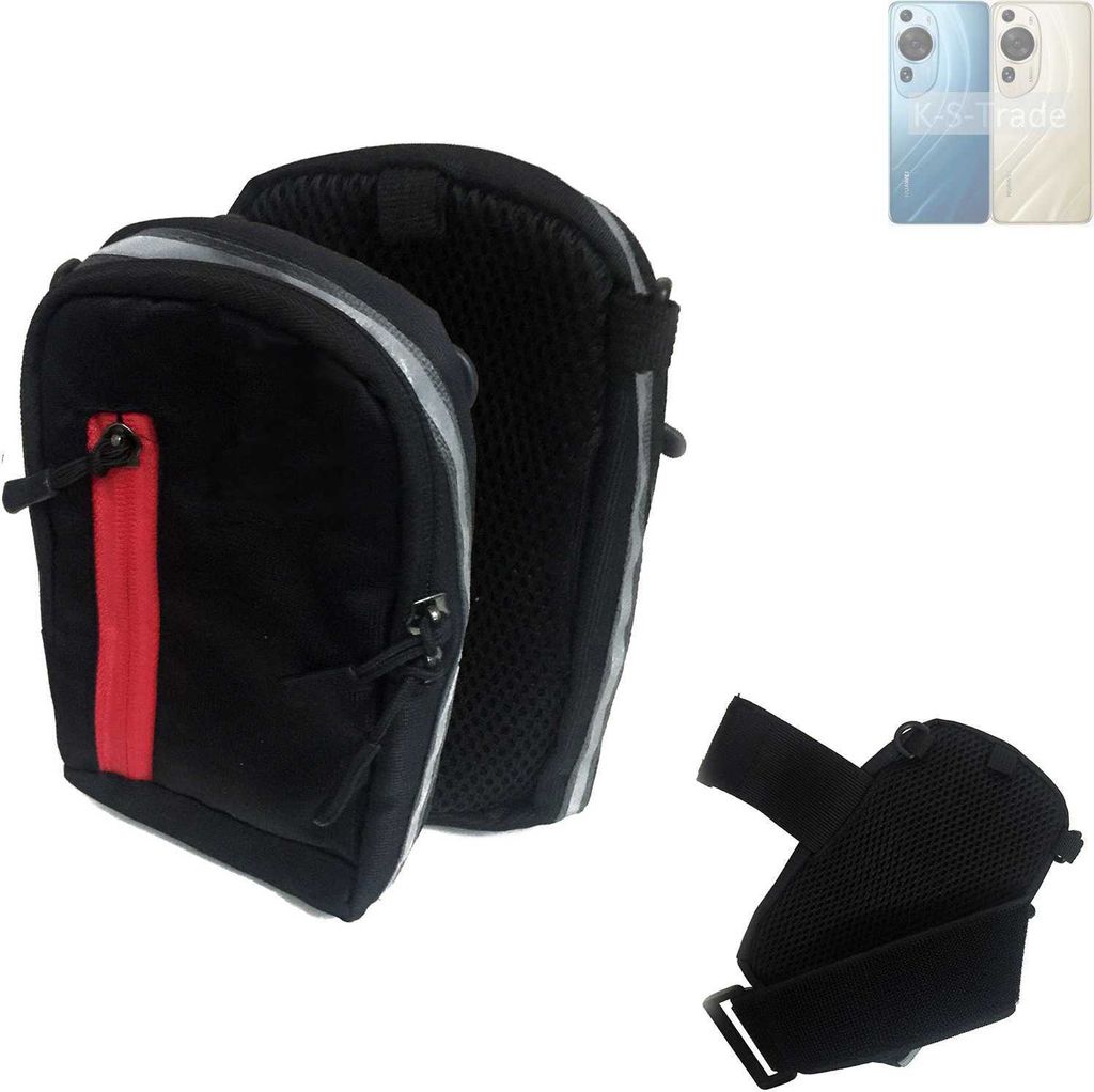 K-S-Trade Outdoor Gürteltasche Holster Umhängetasche kompatibel mit Huawei P60 schwarz Handy Tasche Case travelbag Schutz Hülle Handy Hülle
