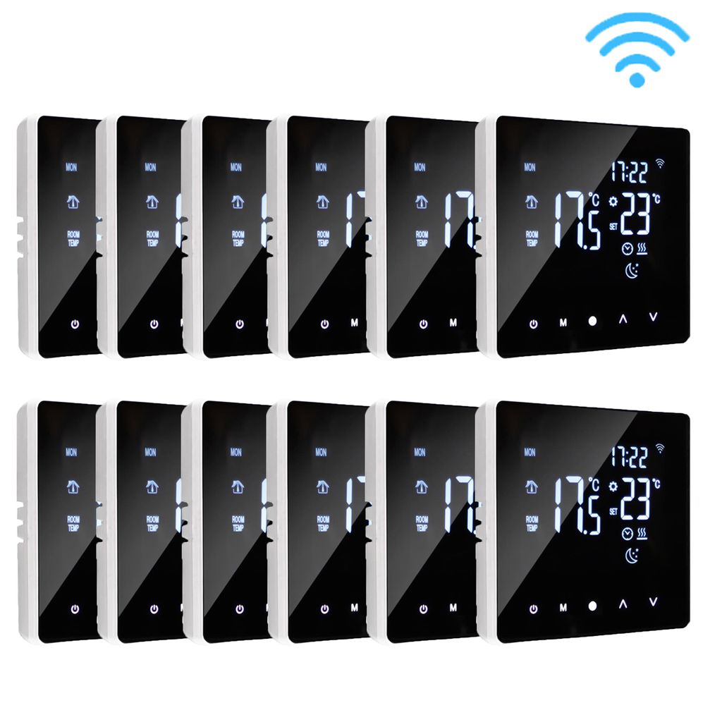 12X Smart WiFi Thermostat 16A Elektroheizung Raumthermostat Fussbodenheizung LCD-Display Touchscreen programmierbar Innenthermometer App-Steuerung