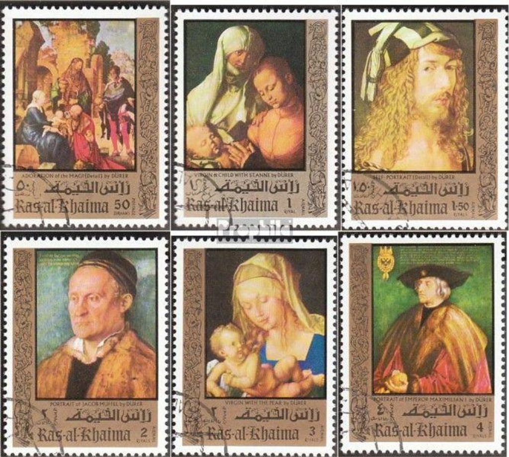 Briefmarken Ras al Chaima 1971 Mi 579A-584A (kompl.Ausg.) Produktbild 