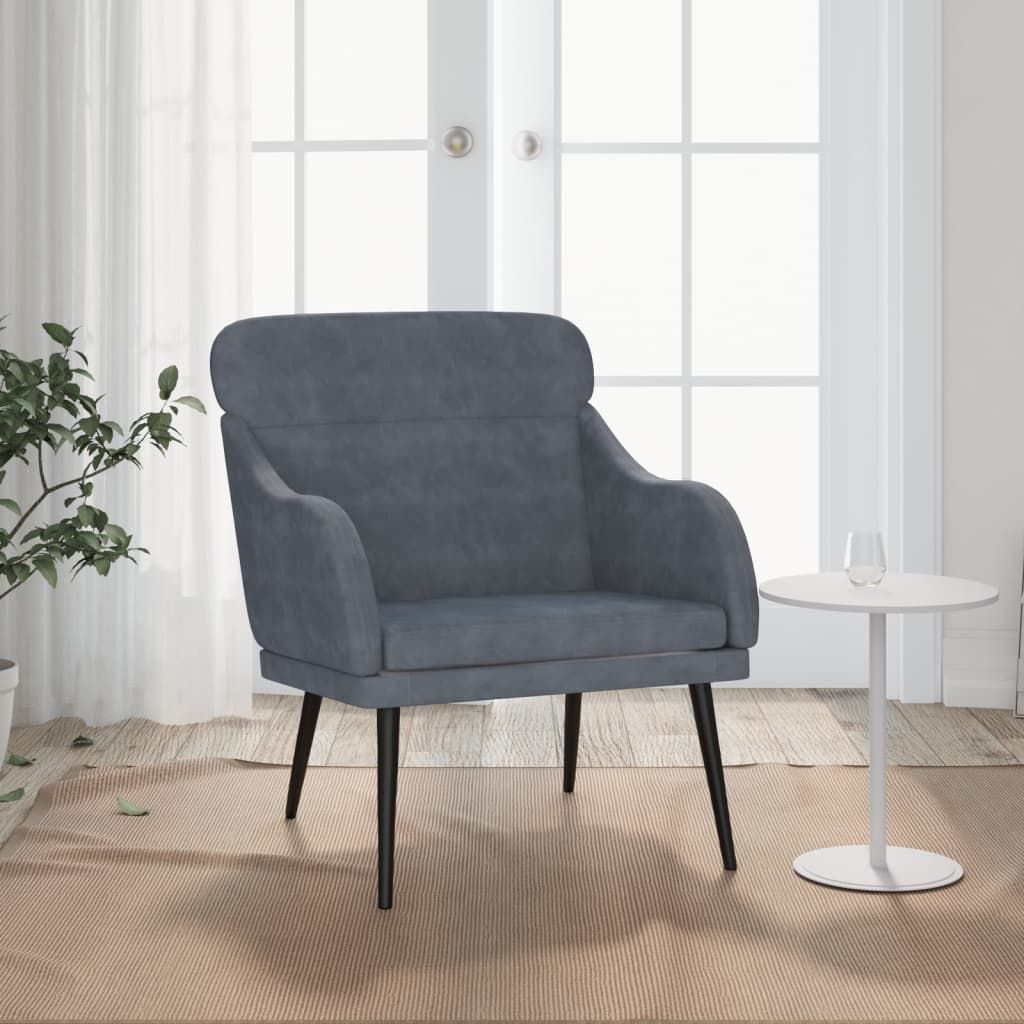 The Living Store Sessel Dunkelgrau 63x76x80 cm Samt