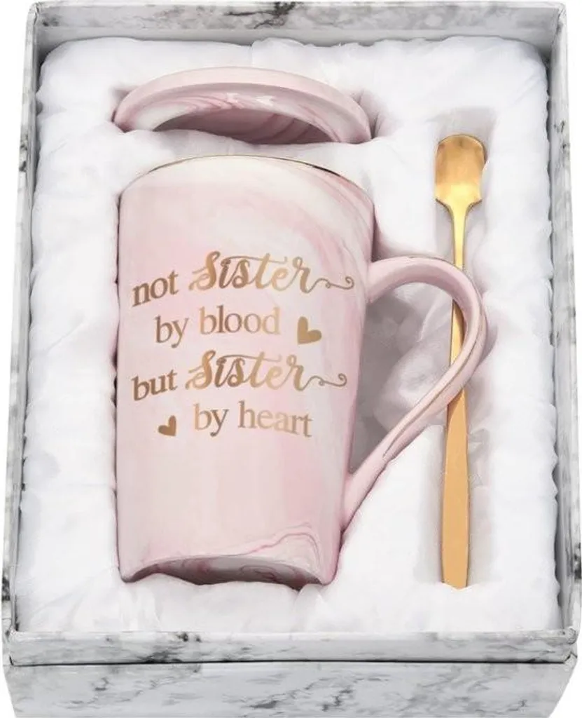 Mug en marbre personnalisé rose 400ml pour l'anniversaire d'une amie
