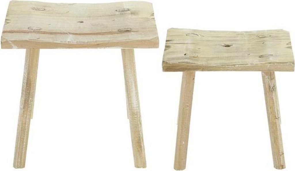 Dekoleidenschaft 2er Set Holz-Hocker 'Rustikal' – Antik-stilige Blumenhocker Aus Gekalkter Kiefer
