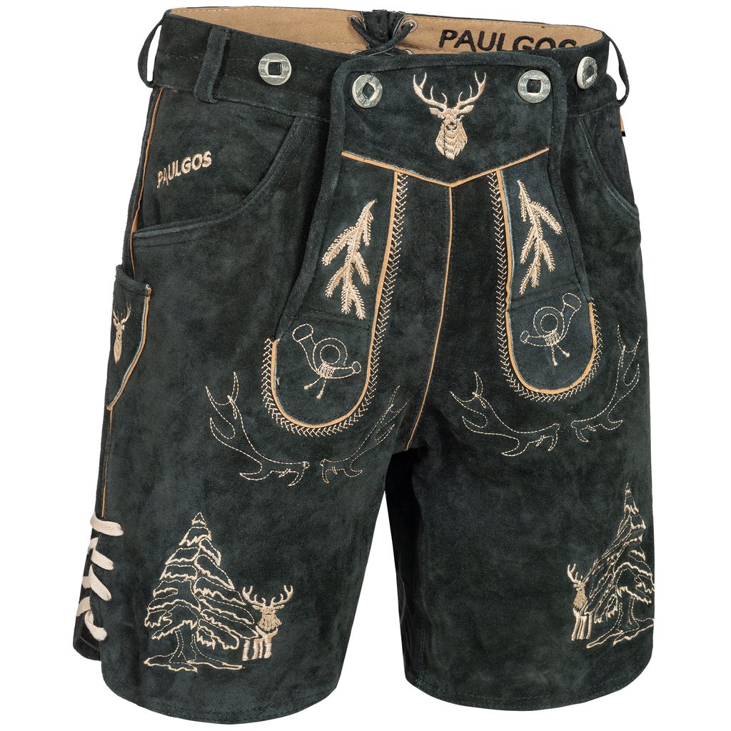 PAULGOS Herren Trachten Lederhose Kurz - HK5 - Echtes Leder Produktbild 