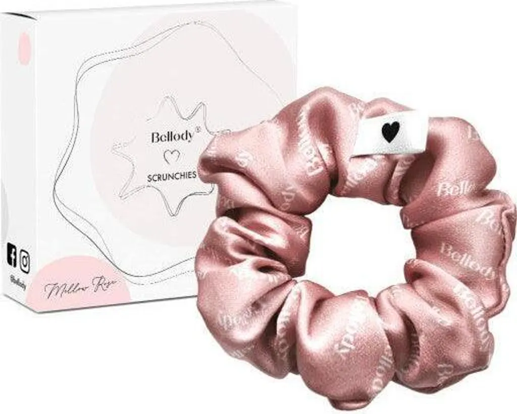 Chouchou Soie Rose Bellody pour Coiffure Quotidienne sans Abîmer 1 U