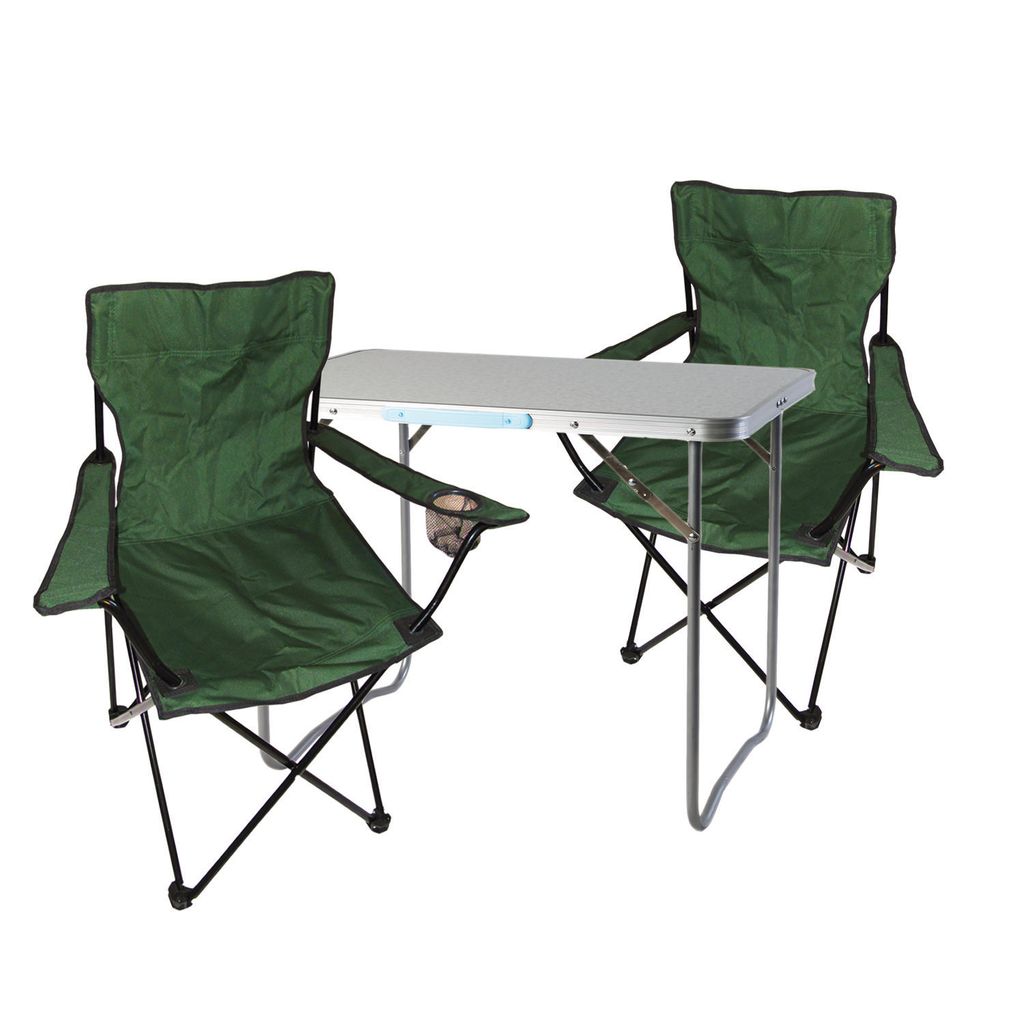 3-teiliges Campingmöbel Set Grün Tisch+ campingstühle mit Tasche