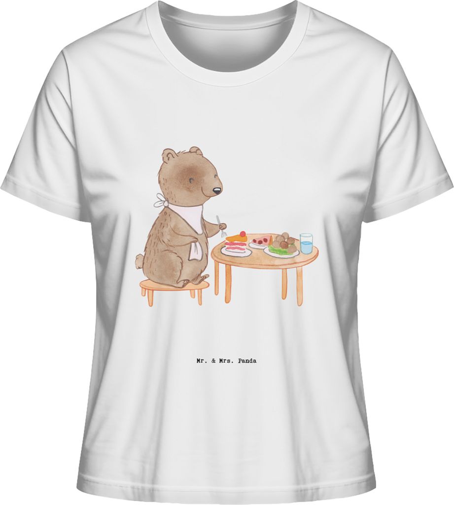 Mr. & Mrs. Panda Oberteil Damen Bär Essen gehen Größe S - Weiß - Geschenk, Basic T-Shirt, Restaurantbesuch, Shirt, Restaurant