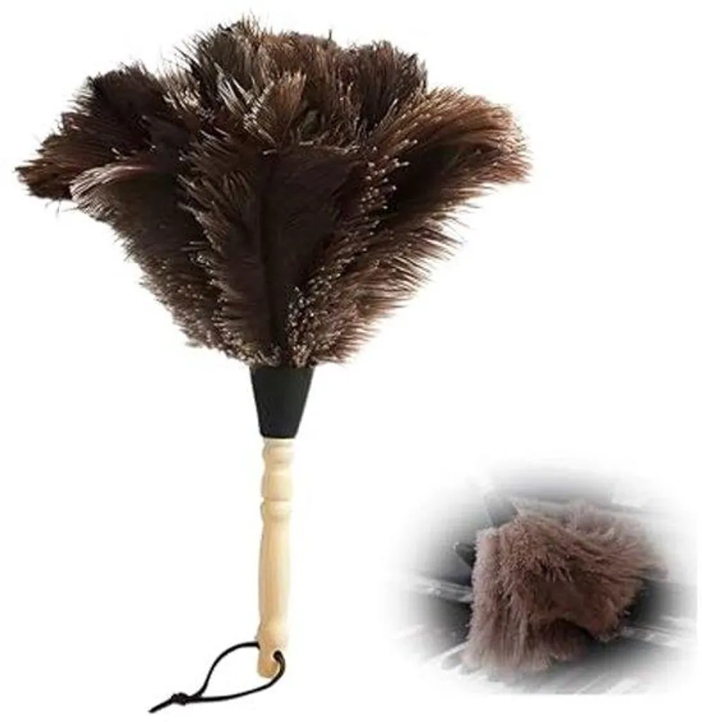 Plumeau anti-poussière naturel 30 cm, manche bois, fini les rayures !