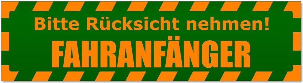 Kiwistar - Autoaufkleber - Orange - Grün - 20 x 5,3 cm - Bitte Rücksicht nehmen. Fahranfänger gestreift - Hinweis Aufkleber Sticker für Auto, K...