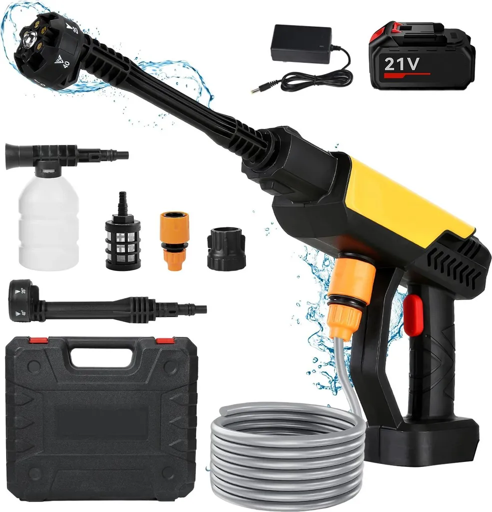 Laveur haute pression portable 21V - Kit complet avec double batterie