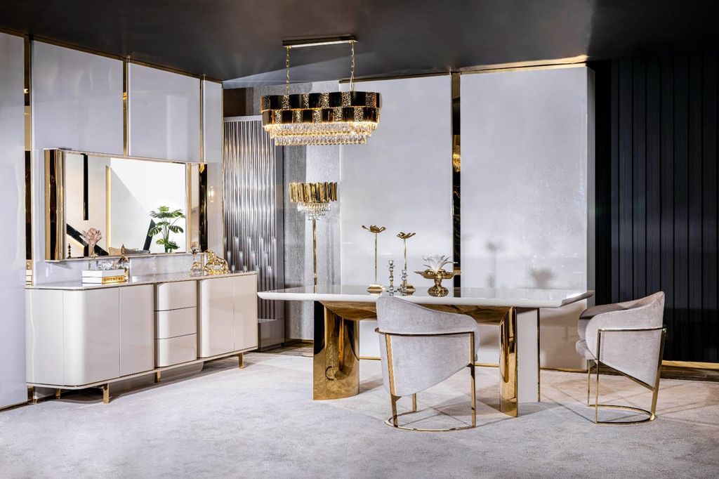 Esszimmer Tisch Esstisch 4x Stuhl Garnitur Tische Stühle Anrichte Set