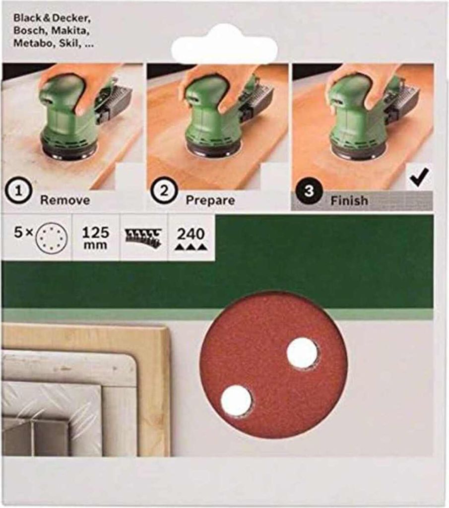 Bosch 5 tlg. Schleifblatt Set Ø 125 mm, Körnung P 240 Zubehör Exzenterschleifer
