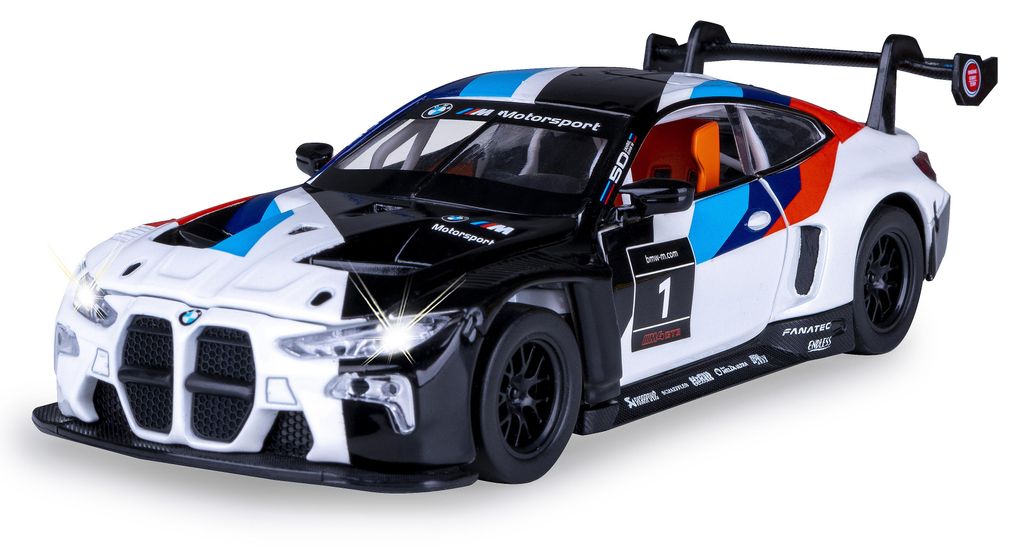 JAMARA BMW M4 GT3 Diecast 1:32 blanc, piles bouton incluses Image du produit 