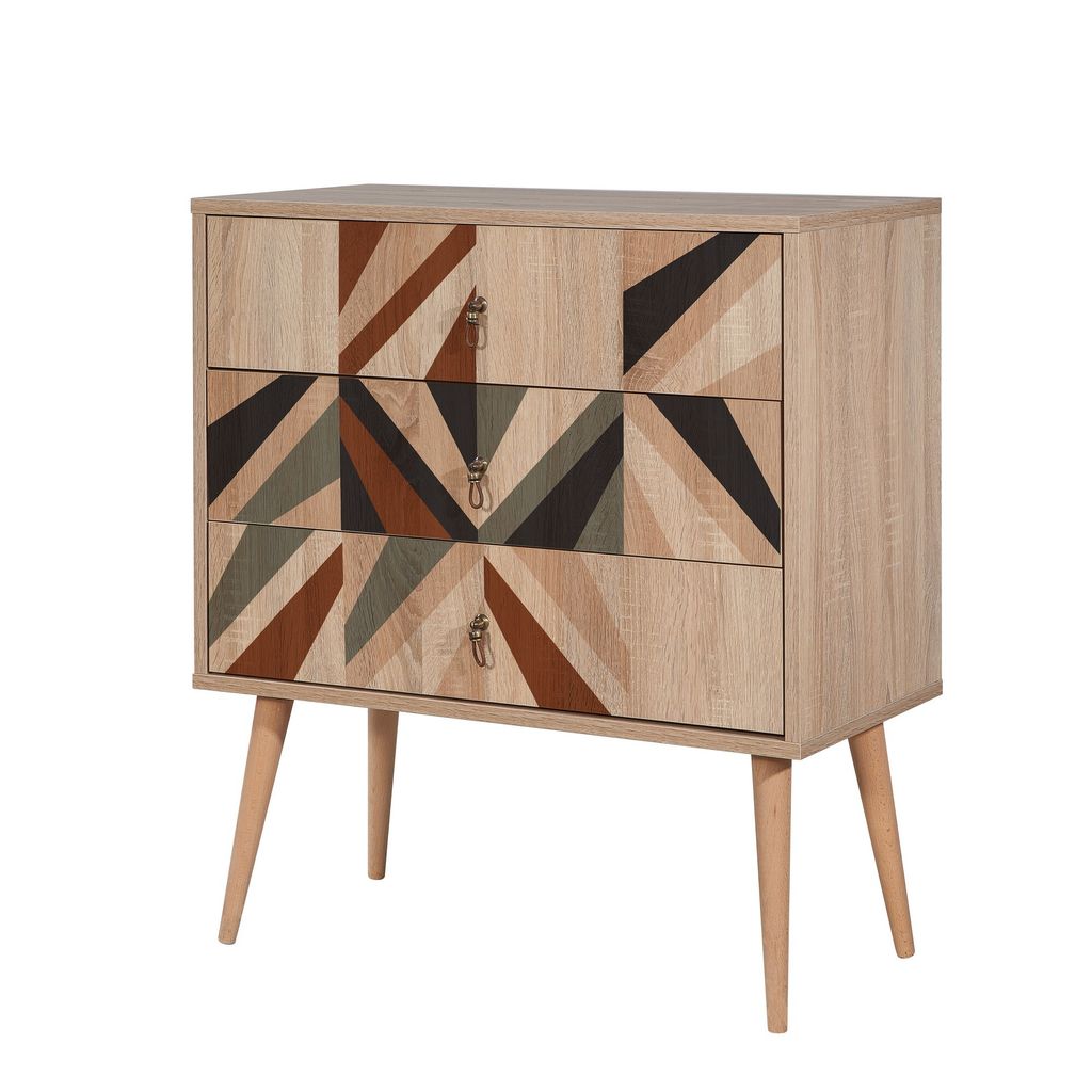 Skye Decor, City Trio Triangle, Kommode, Mehrfarbig, 100 % MELAMINBESCHICHTETE SPANPLATTEN, 80 x 40 x 89 cm