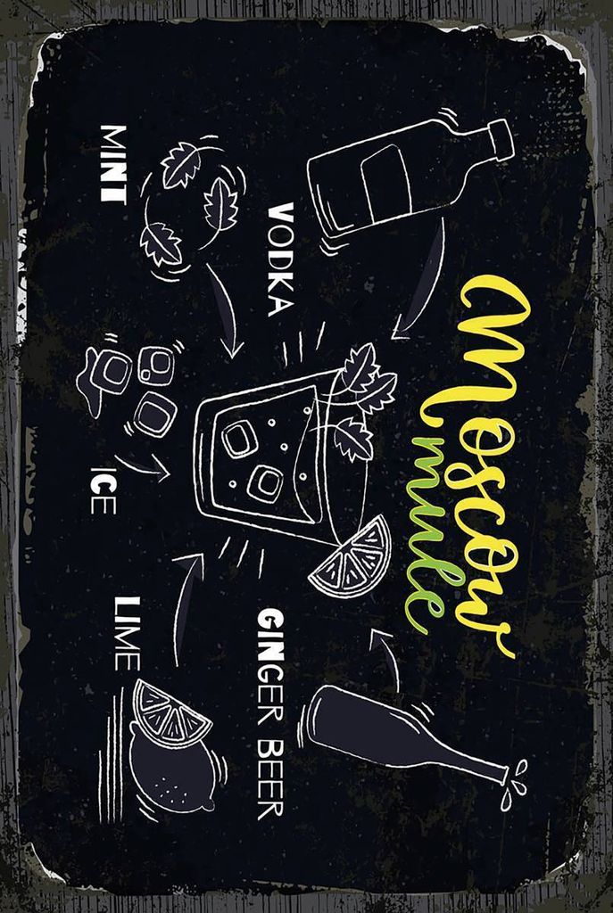 vianmo Holzschild 18x12 cm Moscow Mule Ginger Beer Ice