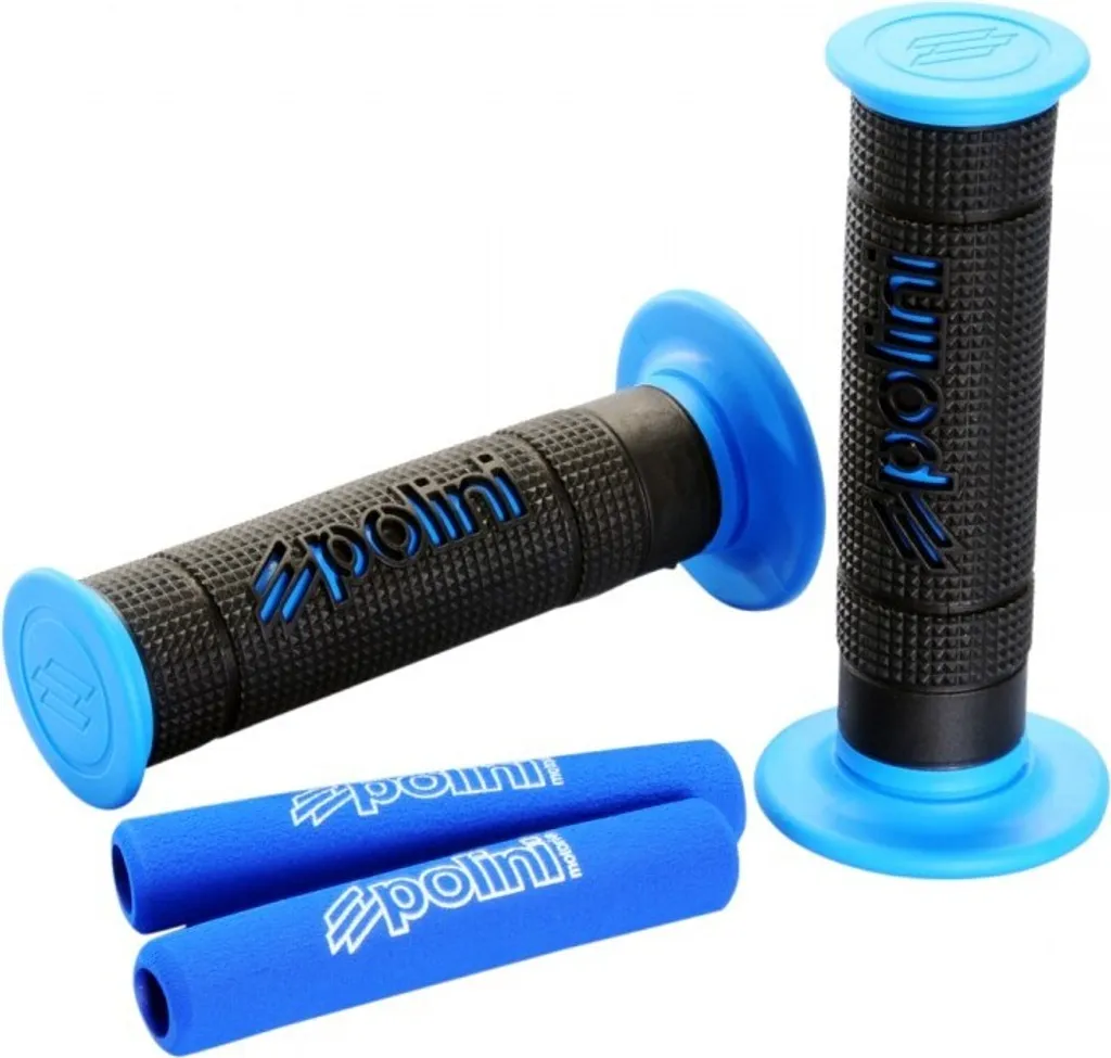 Jeu de poignées Polini Big Evolution noir et bleu pour moto et scooter