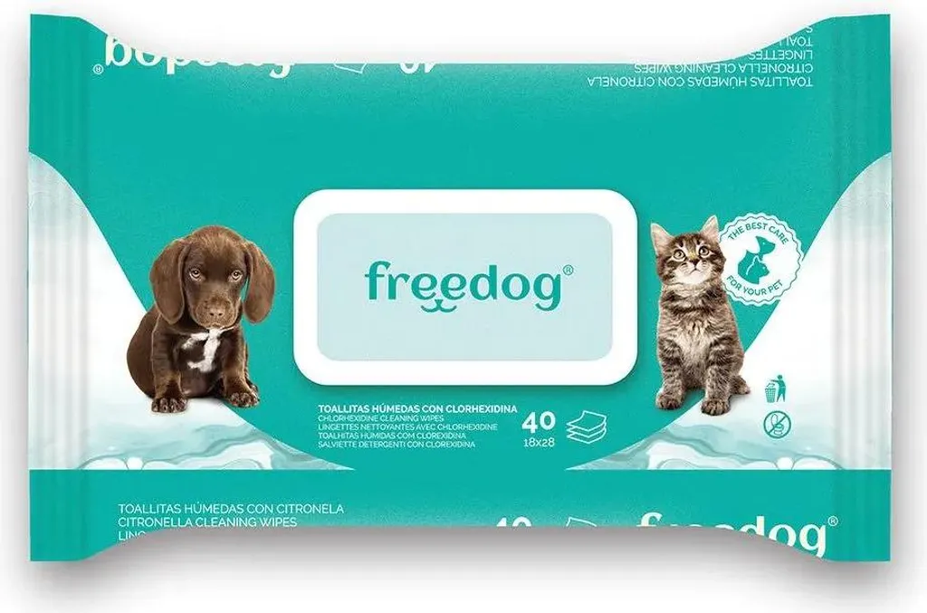 Freedog Salviette detergenti Clorexidina - Igiene Pet 40 Pezzi