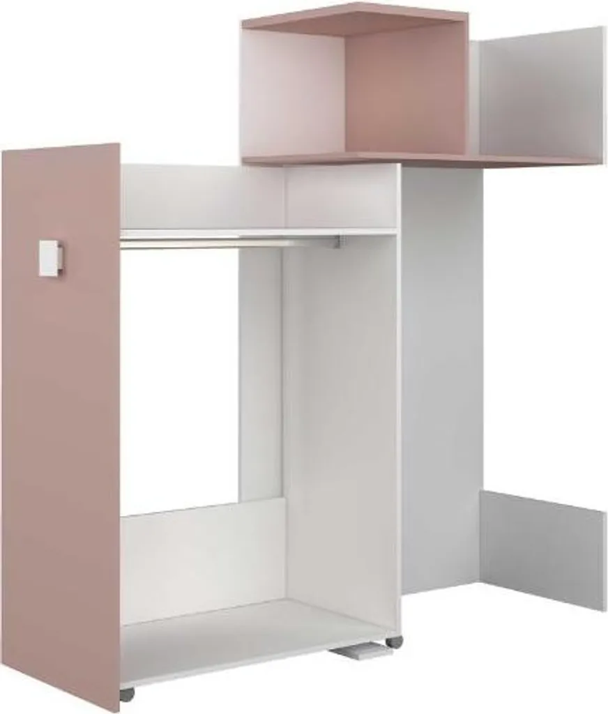 Aménager sous un lit mezzanine Jet avec cette armoire vieux rose chic