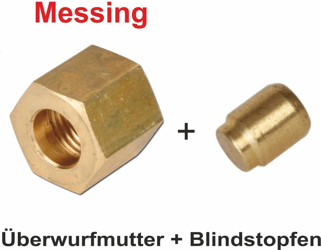 Blindstopfen + Überwurfmutter Messing 8mm für Produktbild 