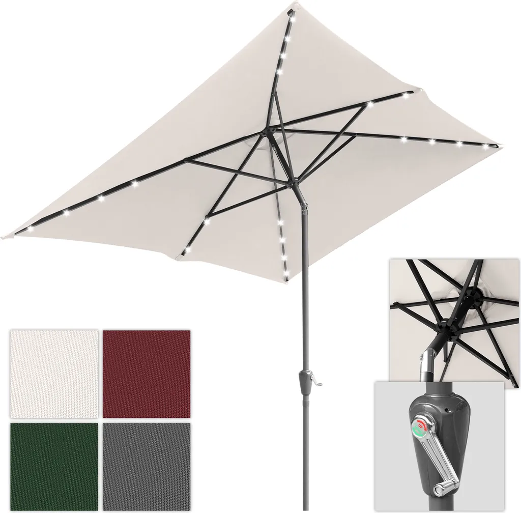 Aopunly ombrellone da giardino 200 x 300 cm ombrellone pieghevole con meccanismo a manovella, beige - 1