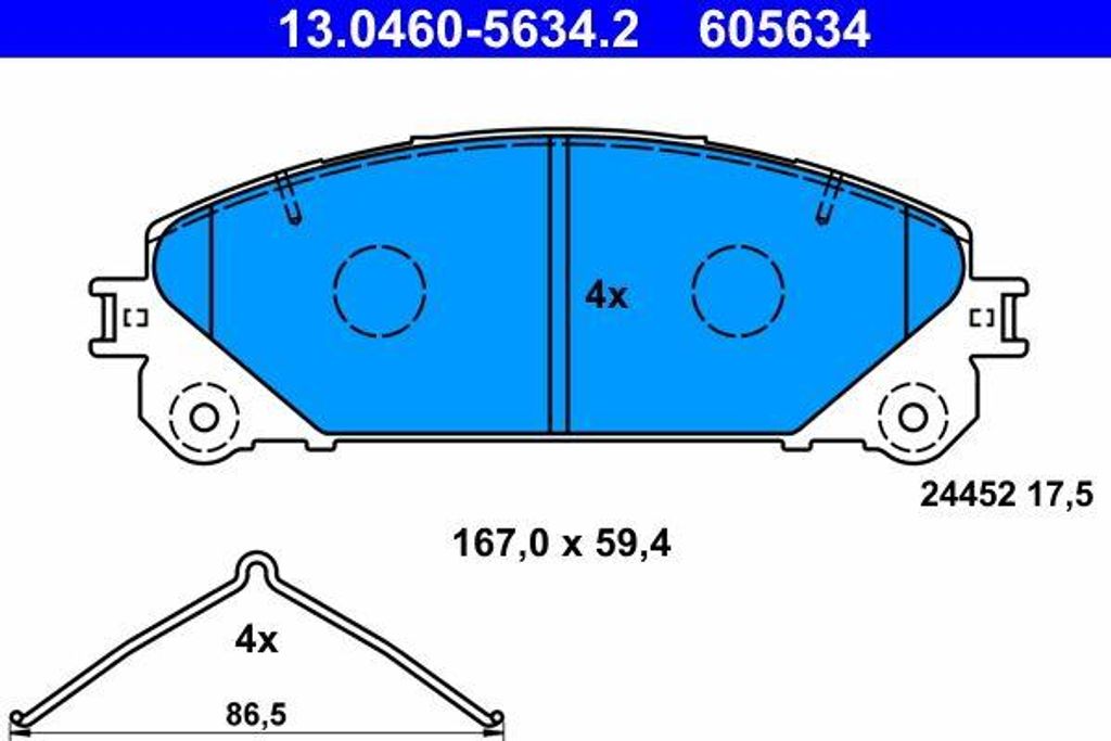 ATE 13.0460-5634.2 Bremsbelagsatz, Scheibenbremse OE 0446548150 kompatibel mit ES, NX, RX, Alphard, Camry, Highlander, RAV 4