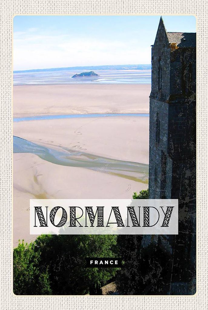 vianmo Holzschild 18x12 cm Normandie France Meer Sand Poster Bildmotiv Reisemotiv Abenteuer Reisen